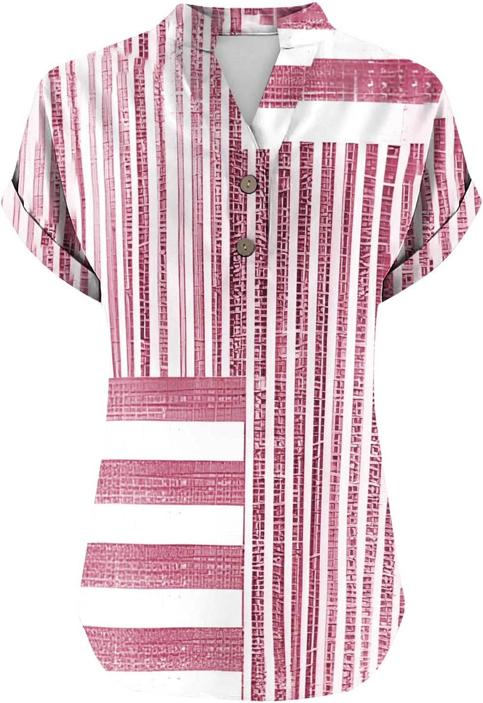 Boho Beach Shirts for Women Hawaii V Neck Button Up Casual Cozy Short Sleeve Blosue Tunic Lounge Summer Henley Tees