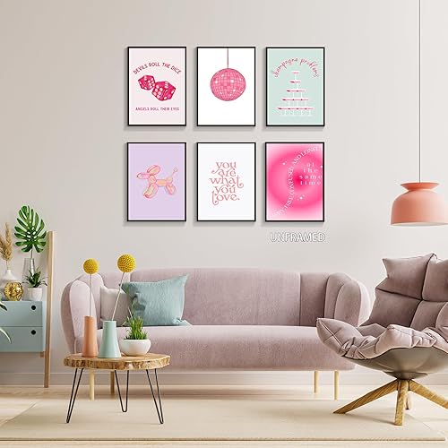 Miniatura 8 de Prinajssiad Póster de 6 piezas de color rosa para estética de habitación, póster de afirmaciones folclóricas de Taylor de 8 x 10 pulgadas, arte de