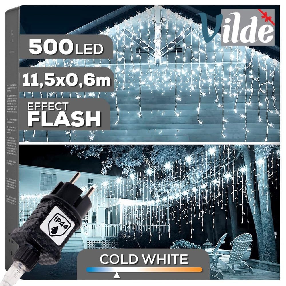 Vilde Rideau Lumineux LED 500 LED avec télécommande | Guirlande lumineuse décorative pour fenêtre, blanc chaud/blanc froid