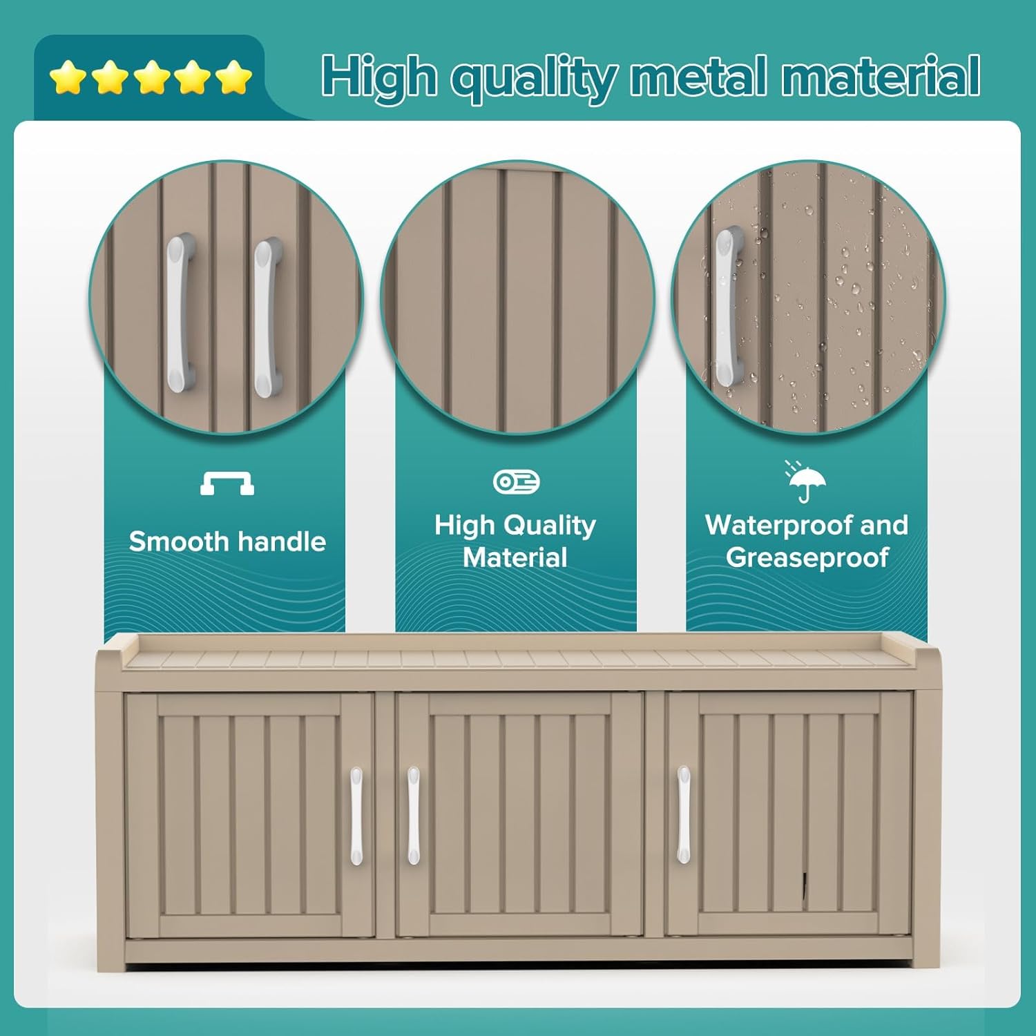 DRATO Outdoor Shoe Storage Cabinet, Shoe Bench with Storage, Waterproof Resin Large Shoe Cabinet with Doors for Outdoor Indoor Entryway Hallway Bedroom (Gray, 3 Doors)
