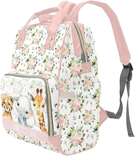 Miniatura 5 de Bolsa de pañales personalizada con diseño de vaca para mujer, mochila de lactancia con nombre personalizado, bolsa de pañales para bebé, niño, niña,