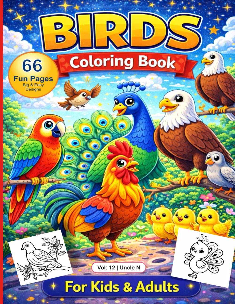 Birds Coloring Book 66 Pages: All types of Birds Drawing Coloring Book for Kids or Adults all Multi task, Relax, Create & Enjoy Every Page
