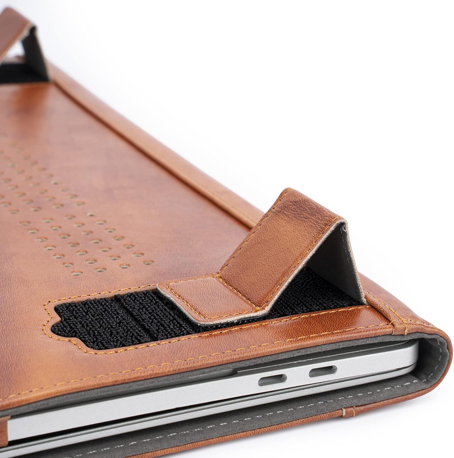 TYTX Compatible with MacBook Pro Genuine Leather Case 13 Inch 2016-2022 (A1989 A1706 A1708 A2159 A2289 A2251 A2338 M1 M2) Laptop Sleeve Protective Folio Book Cover, Genuine Brown