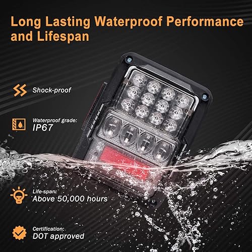 Miniatura 7 de Luces traseras compatibles con Jeep JK JKU 2007-2017 aprobado por el Ministerio de Transporte luces de freno de marcha atrás luz diurna con lente