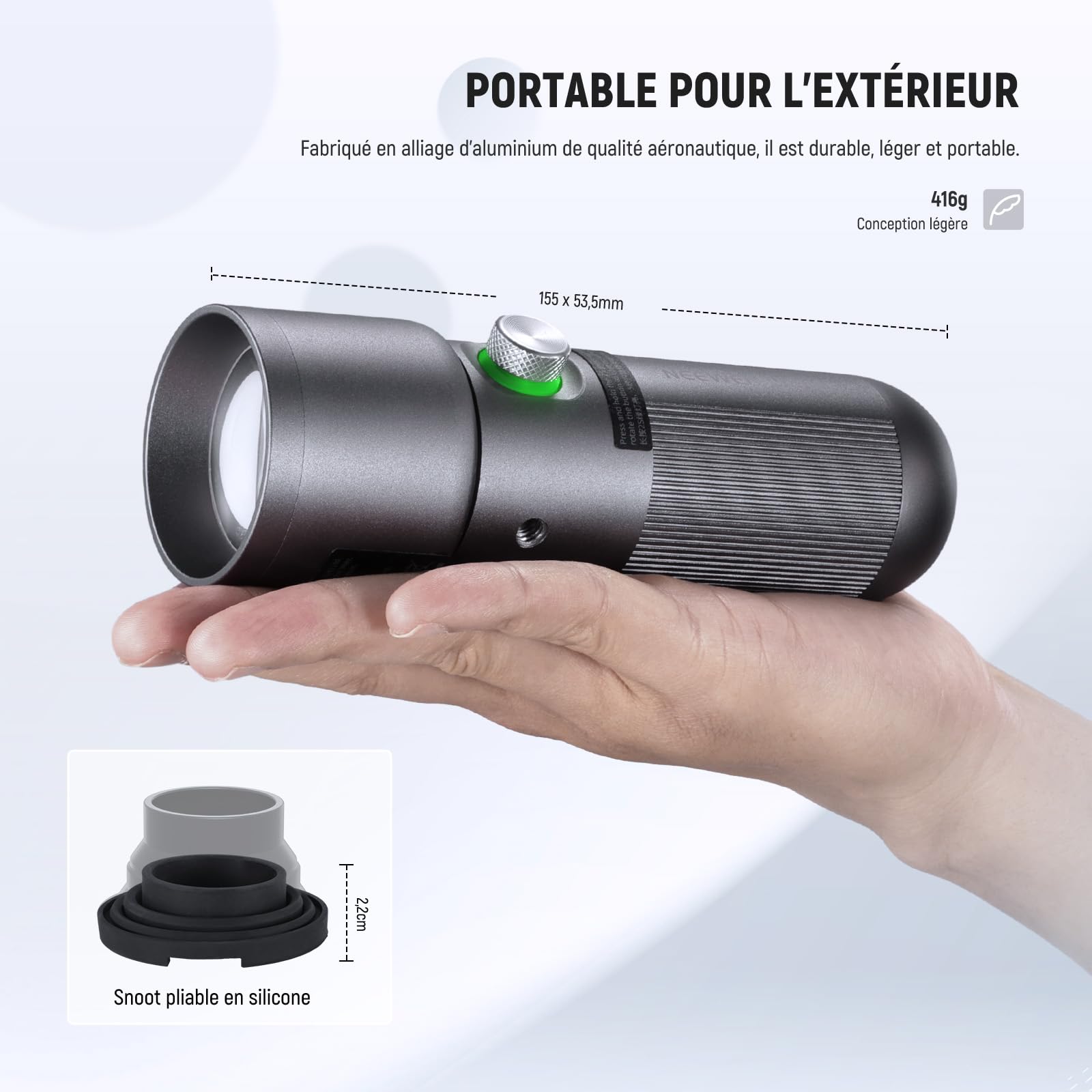 NEEWER Basics Lampe Torche LED Portable RGB, 4 Colors/20 GOBO Filtres/CRI95+/7500mAh, 10W 6300K Projecteur Vidéo LED, éclairage d'Ambiance en Alum, Coucher de Soleil pour Studio Enregistrement, FL10