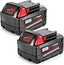 2 Pack M18 Batteries Replacement for Milwaukee 8.0Ah 18V Max Lithium-Ion, Compatibl...
