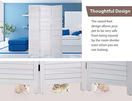 Miniatura 5 de Divisor de habitación de 3 paneles  Divisor de madera de 47.7 pulgadas de ancho y pantalla de privacidad plegable, 67 pulgadas de alto  Partición