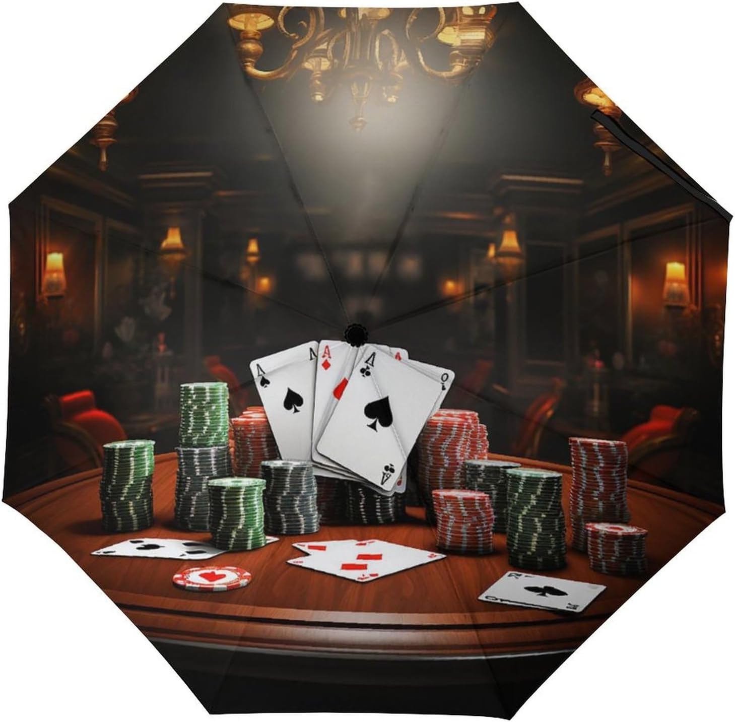 Poker Tournament Travel Umbrella Windproof Compact Umbrellas for Rain Sun UV Protection Manual & Automatic Umbrellas Waterproof Small Folding Umbrella with Case for Backpack()