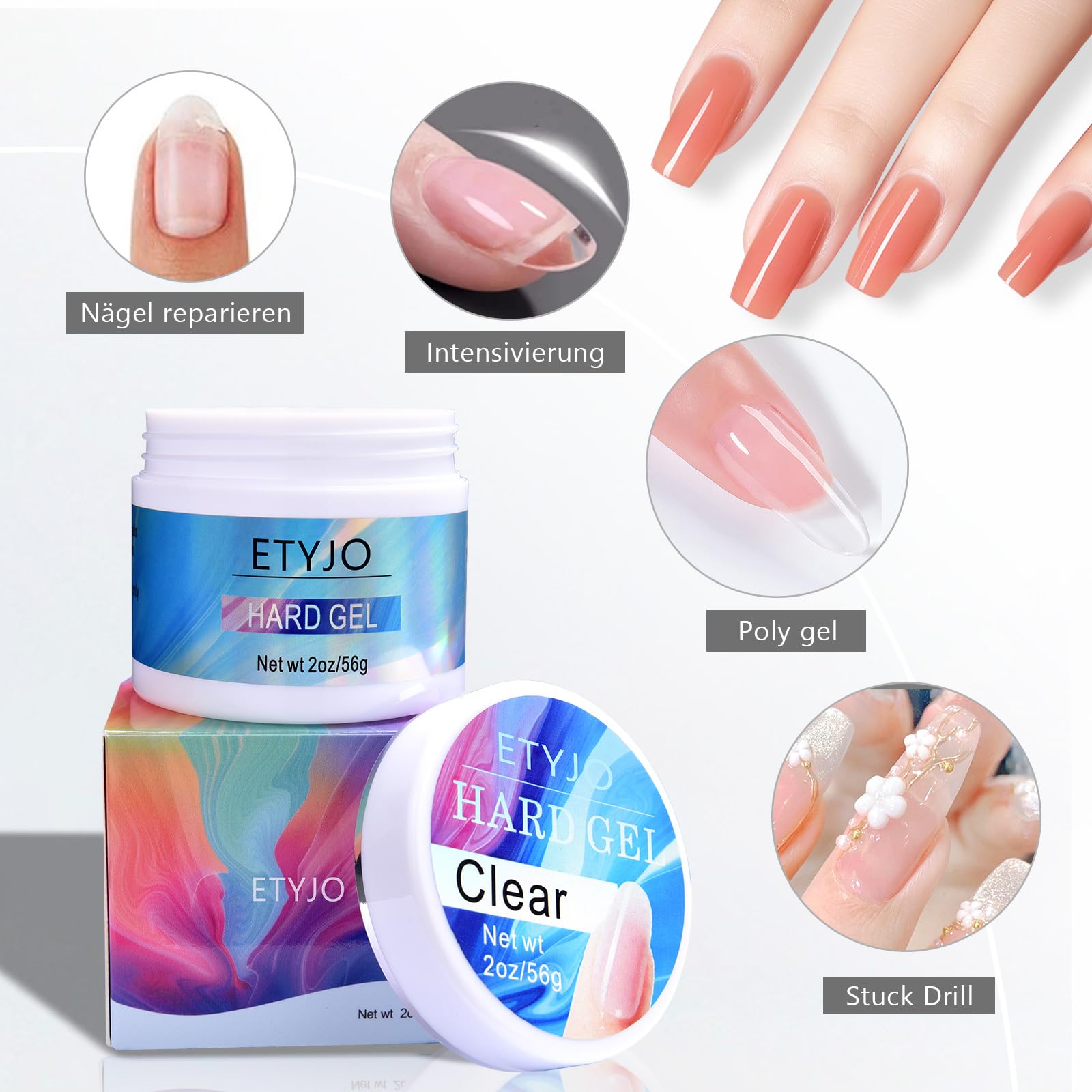ETYJO 56g Clear Builder Gel for Nails Large Capacity Nails Strengthen Gel Extension Nail Kit -Nail Forms for Gel Builder Nail Art Professional Nail Salon Home DIY - Image 2