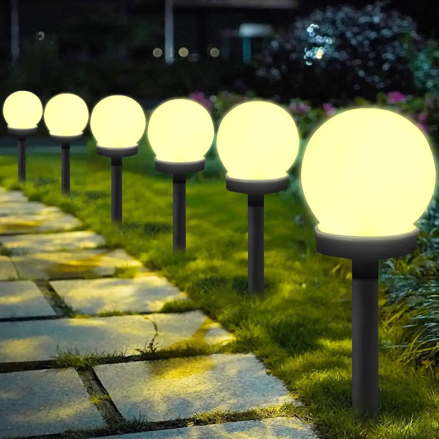 Solar Lights for Outdoor Sphere, Pack of 10 LED Garden Lights, Solar Warm White