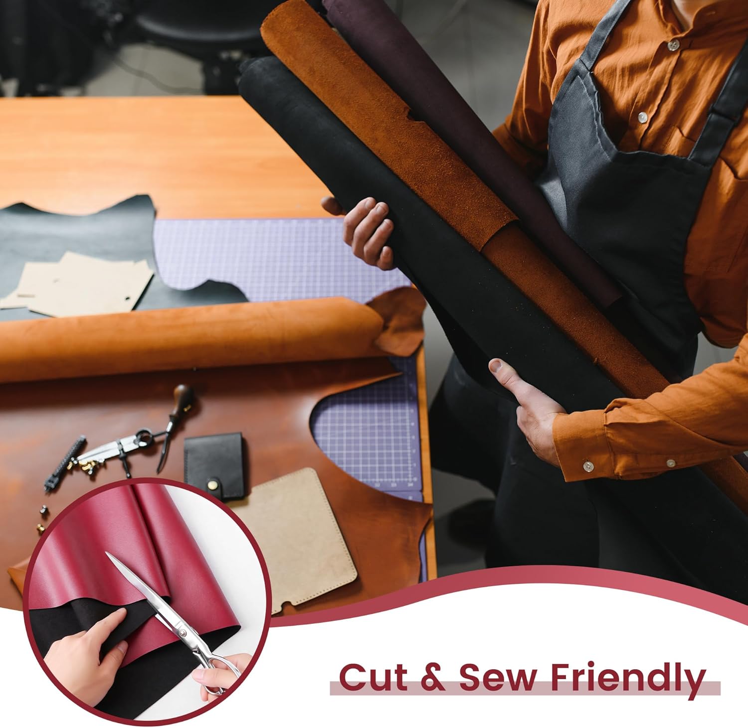 KUUP Soft PU Faux Leather Fabric, 54" x 72" (2 Yards), Waterproof Vegan Synthetic Upholstery Fabric for DIY Sewing, Crafts, Sofas, Handbags, Earrings & Hair Bows Decorations