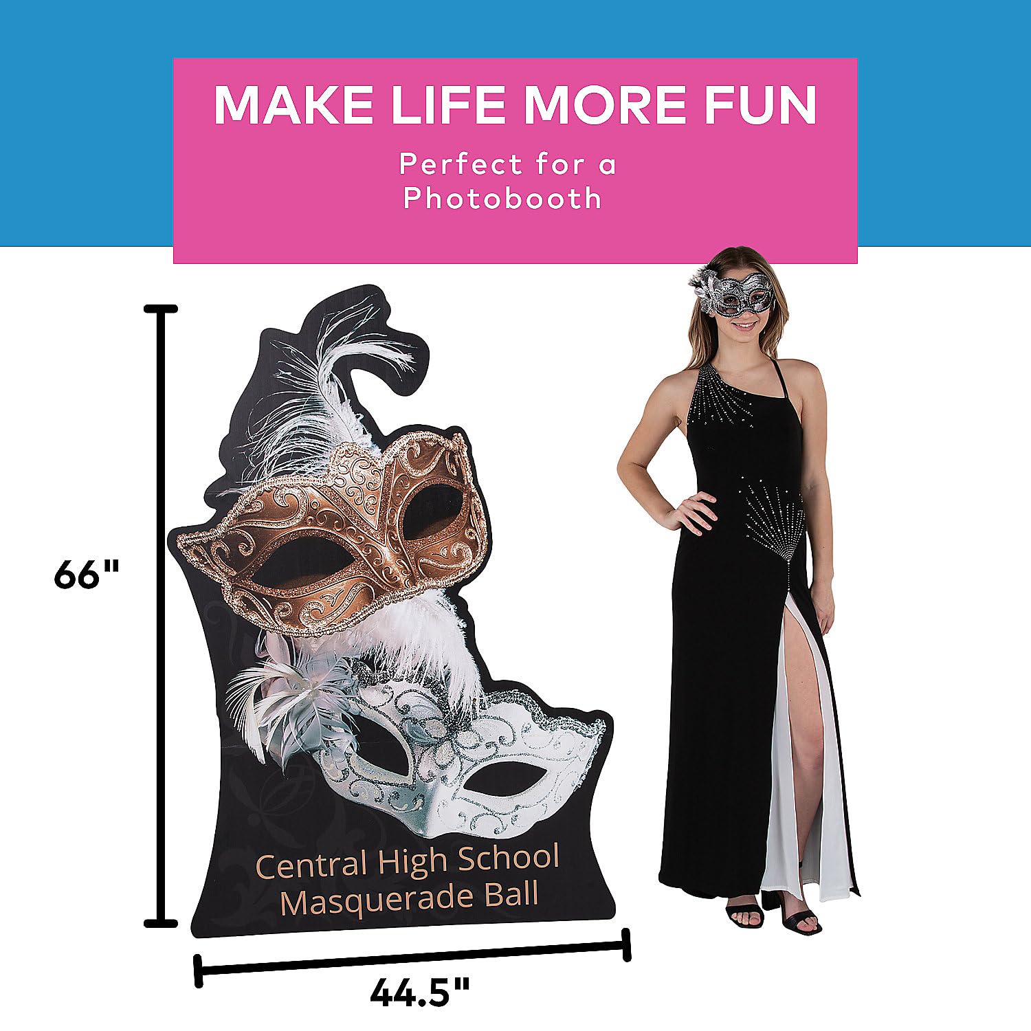 Fun Express Personalized Masquerade Ball Cardboard Cutout Stand-Up, 66