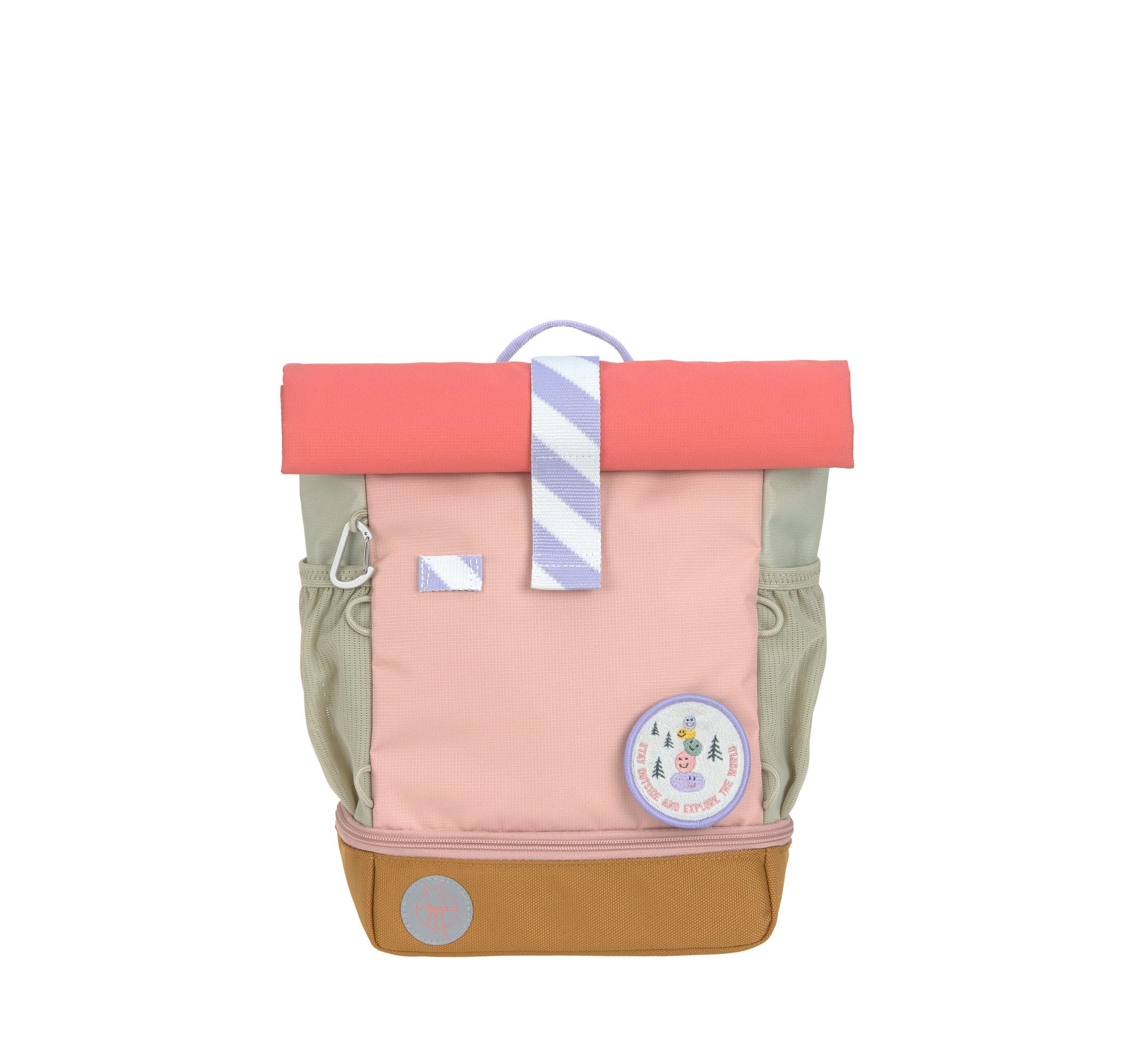 LÄSSIG Sac à Dos pour l'école Maternelle Sac à Dos pour Enfants Rolltop avec Sangle de Poitrine Hydrofuge, 11 litres/Mini Rolltop Backpack Sunny Explorer Rose/Pink