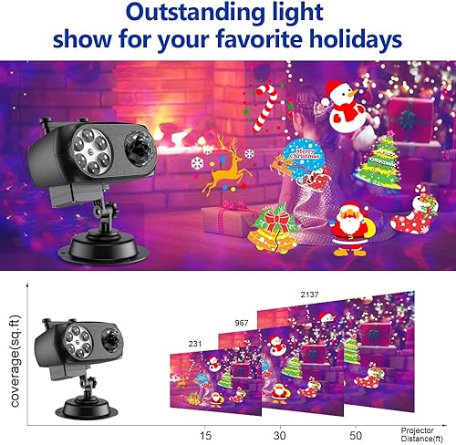 Miniatura 3 de Luces de proyector navideñas, luces de proyección LED impermeables con 10 patrones de movimiento HD y ondas oceánicas 3D, control remoto y