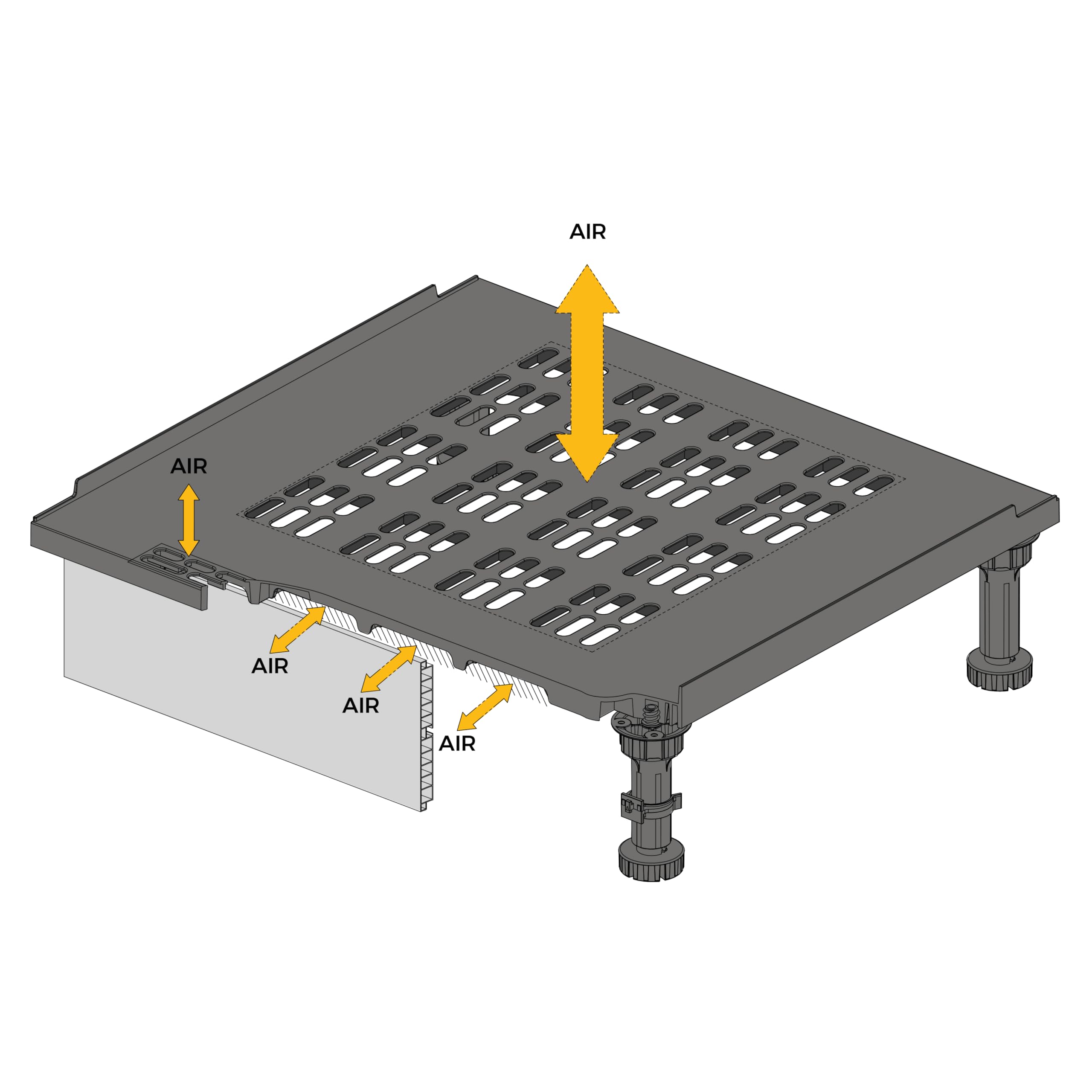 Emuca - Base per Frigorifero Integrato En Modulo di Cucina di 60cm ed Espessore di pannelli 18mm, Tecnoplastica, Nero