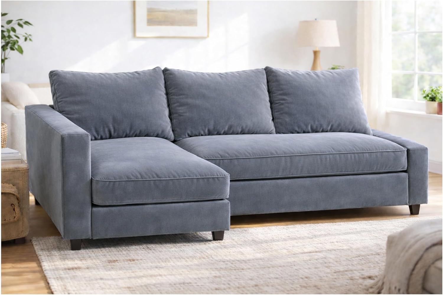 HomeTown Market Heavy Duty Velvet Friheten Sofa Cover Replacement Compatible with IKEA Friheten Sofa Bed Sleeper Sectional Corner Slipcover (Velvet Light Blue Right)