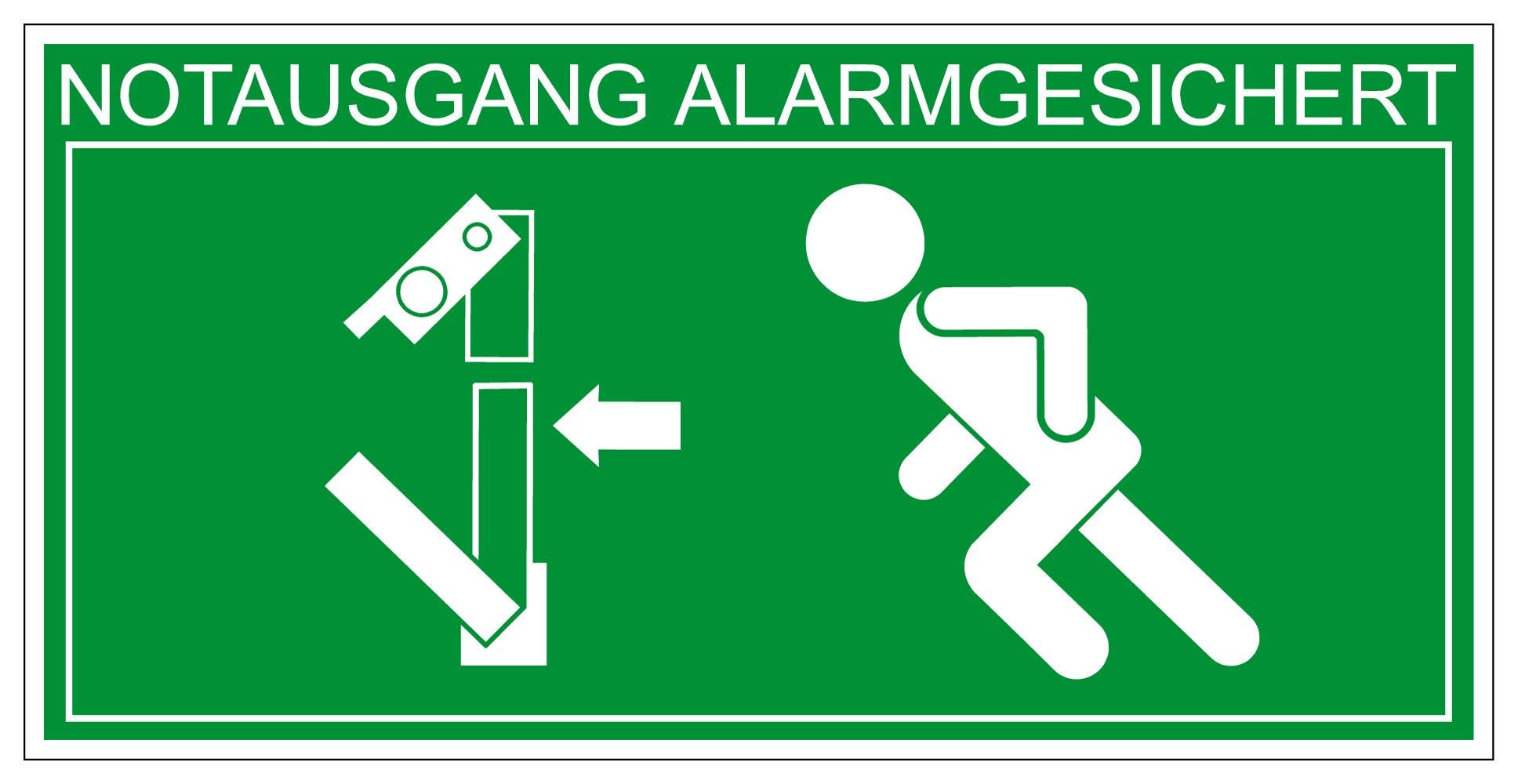 Fluchtwegschild - Paniktreibriegel Links - Aluminium Selbstklebend - Langnachleuchtend - 15 x 30 cm