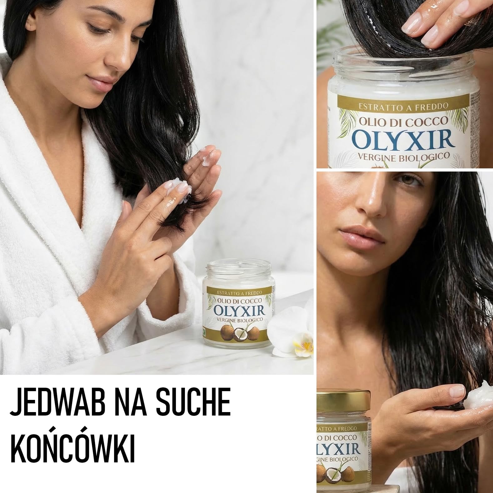 OLYXIR - Ekologiczny olej kokosowy do kosmetyków, tłoczony na zimno, 200 ml, naturalny środek do usuwania makijażu, nawilżający naturalny kosmetyk, olej kokosowy, do skóry, ciała i włosów, organiczny