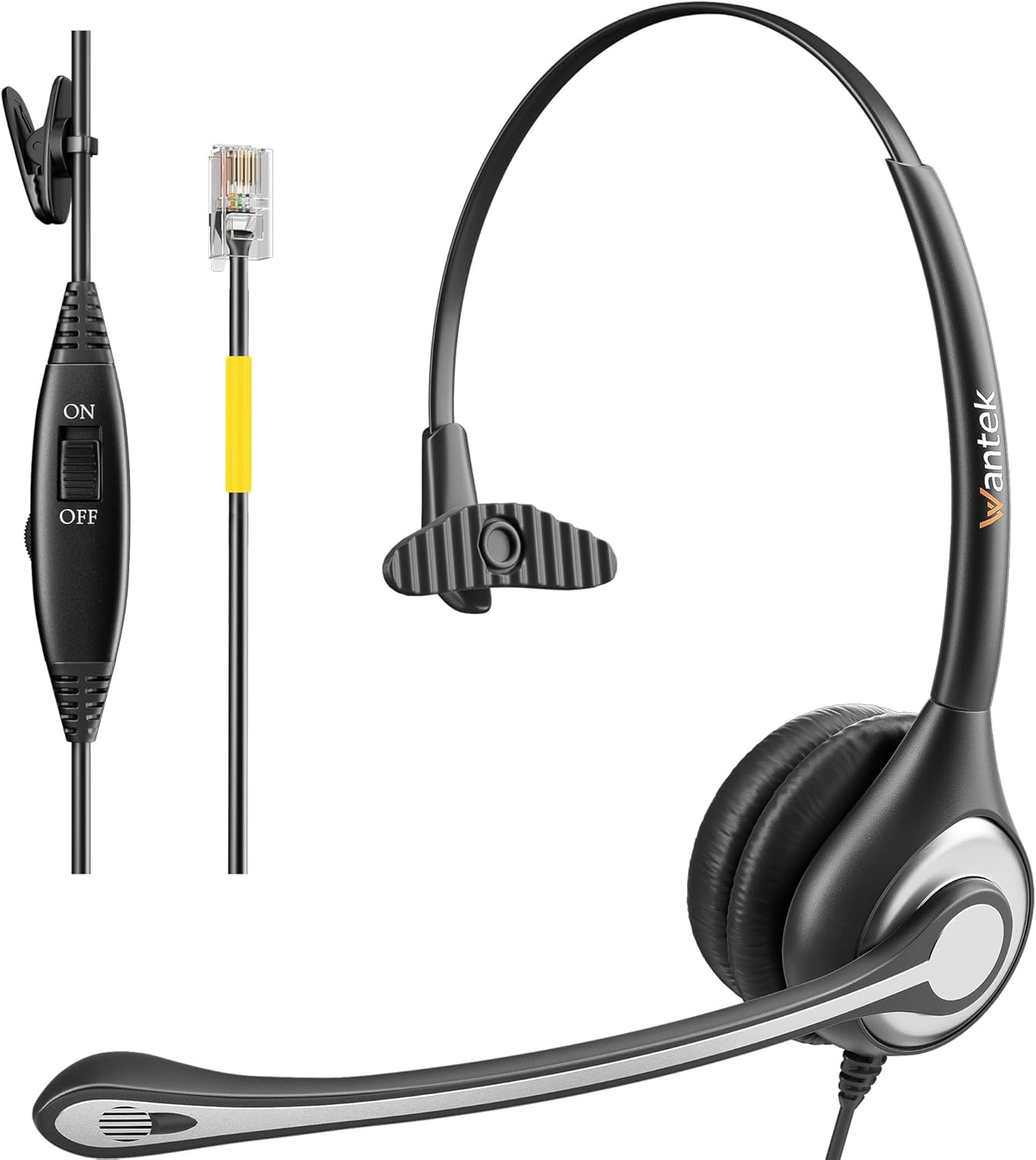 Wantek Yealink Phone Headset with Noise Canceling Mic, RJ9 Office Telephone Headsets with Mic Noise Cancelling Compatible with Yealink VoIP Phone T21P T42S T46S T48S T27G T53W T54W Grandstream Snom