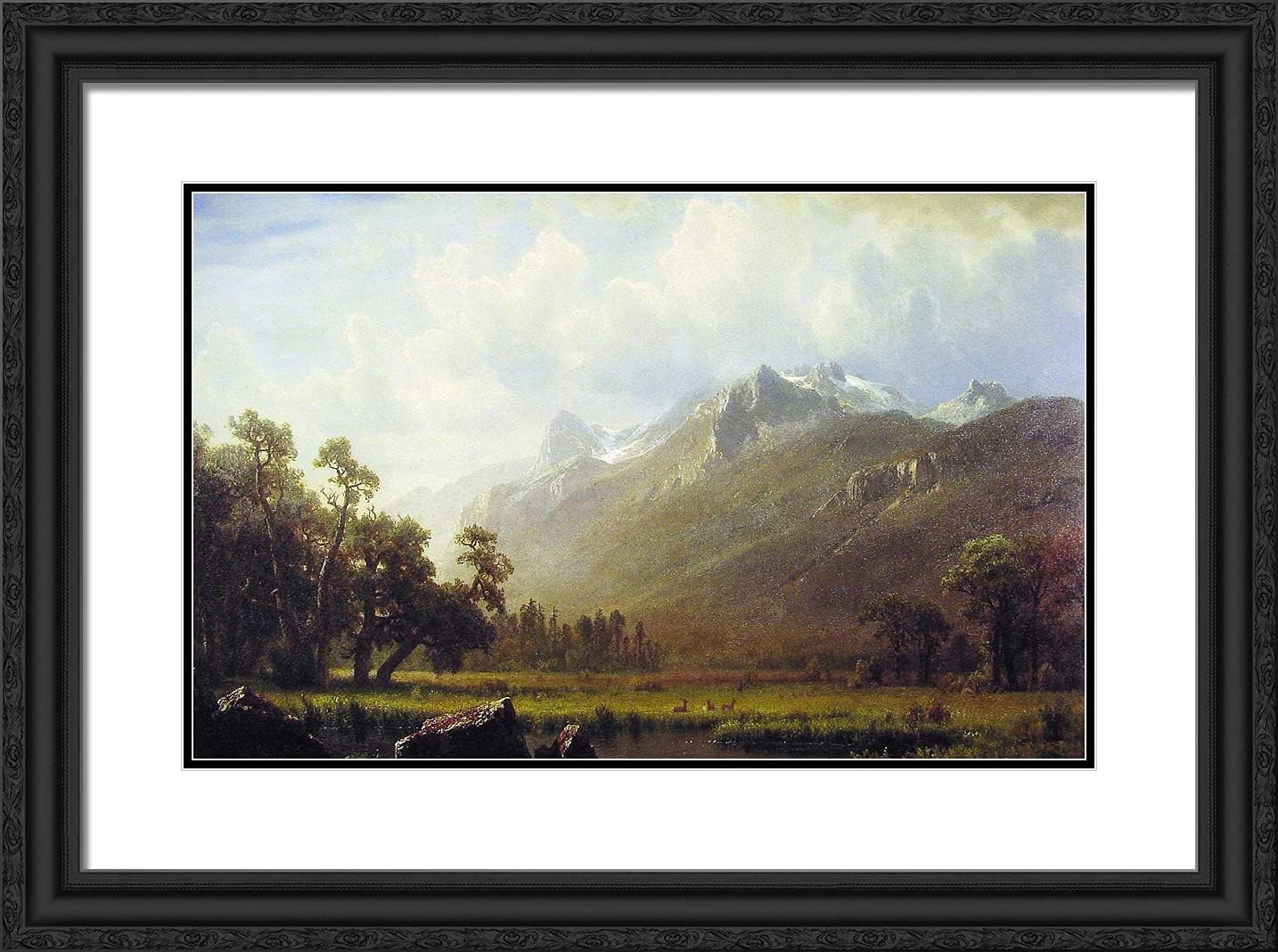 ArtDirect Bierstadt, Albert 24x18 Black Ornate Framed Art Print with Double Matting Titled: The Sierras Near Lake Tahoe