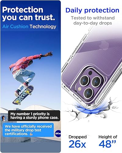 Miniatura 7 de AICase Funda transparente para iPhone 15 Pro Max, resistente y duradera de 3 capas no se amarilla protección contra caídas de grado militar a prueba