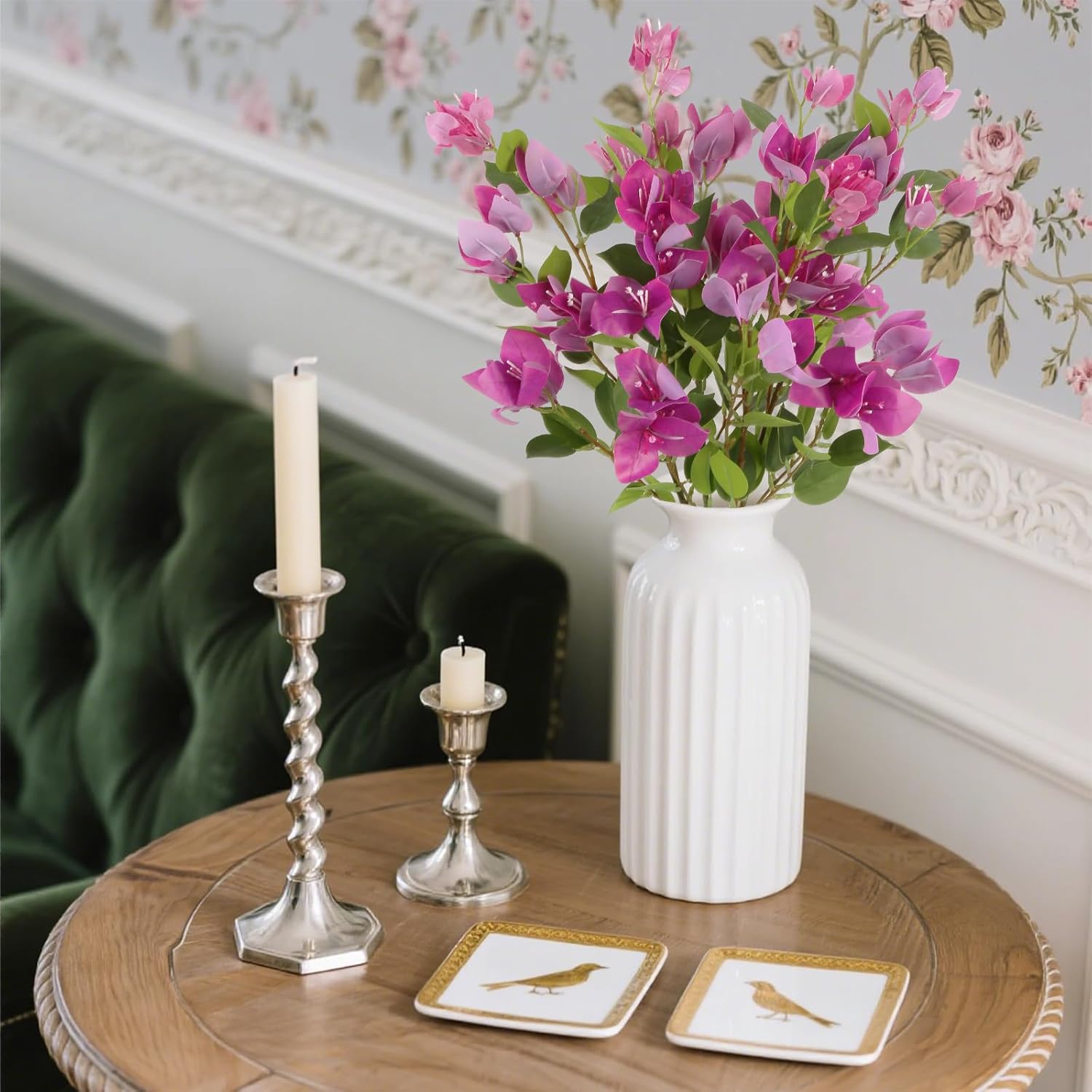 IPOPU 31" Bougainvillea Artificial Flowers 4Pcs Real Touch Bougainvillea Faux Flowers Artificial Branches for Home Decor Table Centerpiece Wall Decorations (Dark Purple) - Image 5