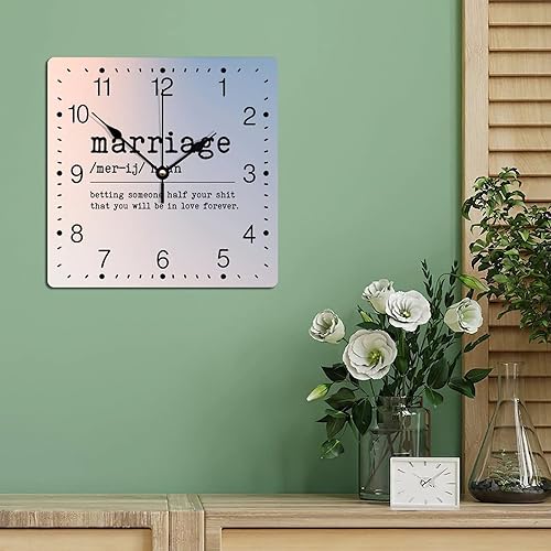 Miniatura 238 de Definición de recursos humanos Reloj de PVC con refranes inspiradores, números cuadrados, tipografía, impresión de poste de 12 pulgadas, silencioso