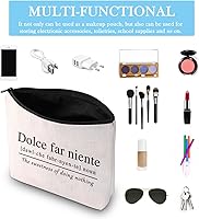 Vista 3 de GJTIM Bolsa con cremallera de viaje con temática italiana, cita italiana Sweet Doing Nothing, Dolce Far Niente, regalo para amantes de Italia, Bolso