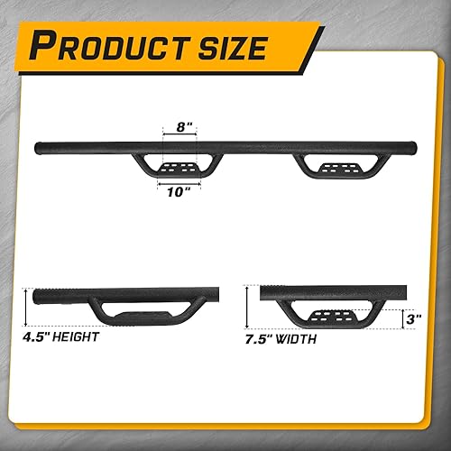 Miniatura 9 de Estribos de estilo desplegable compatibles con Wrangler Jk Jku Unlimited 2007-2018 de 4 puertas, polvo negro texturizado de doble etapa, barras de