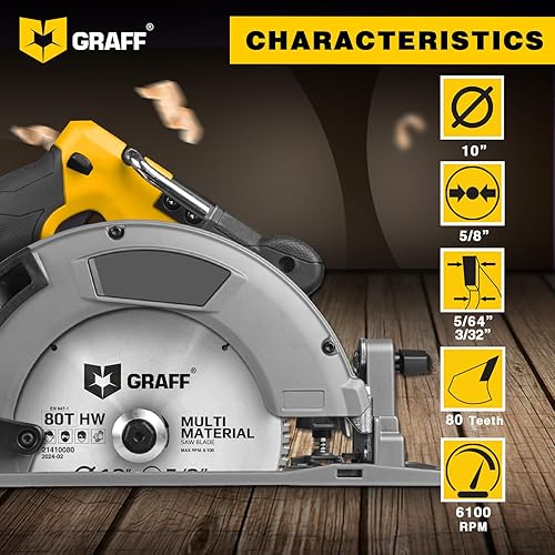 Miniatura 10 de GRAFF Juego de hoja de sierra circular de 4-12 pulgadas con eje de 38 pulgadas, hoja de sierra para amoladora de 24 dientes y 40 dientes para