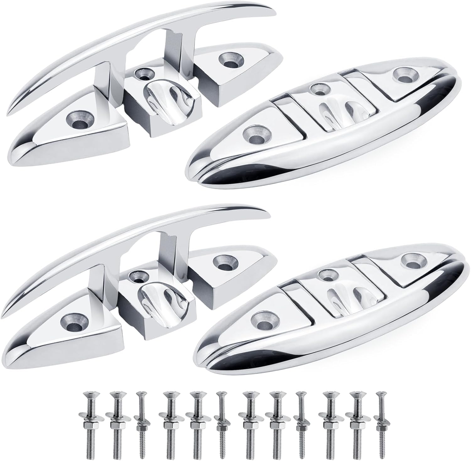 YANYUCB Boat Cleats 5''6''8 inch 316 Stainless Steel Boat Folding Cleats,Marine Grade Flip up Dock Cleat Folding Cleat Rope Cleat Boat Cleat for Boat Kayak with Fasteners