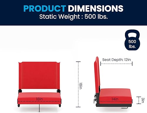 Miniatura 2 de Flash Furniture - asiento cómodo para usar en gradas de Flash - soporta 500 libras Silla de estadio ligera con asa y asiento ultra acolchado