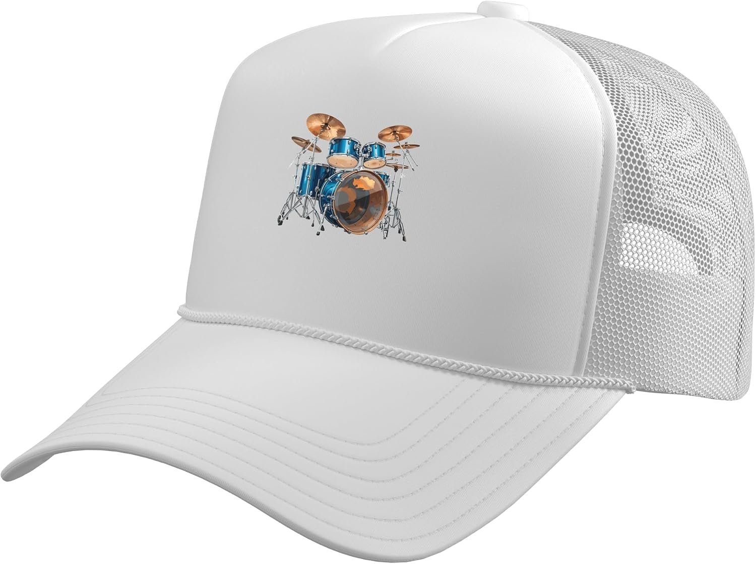 Play Drums Set Drumming Drummer Musician Rock Music Band Tee Trucker Hat with Adjustable Mesh Back