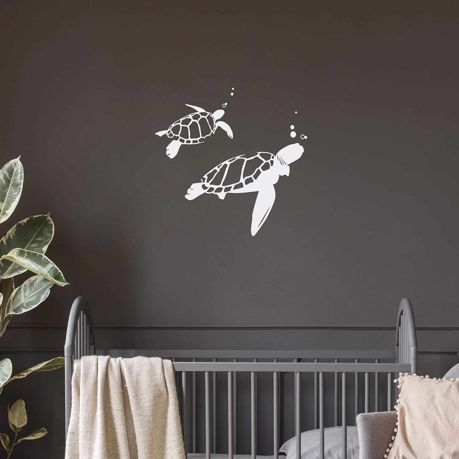 Walllums Swimming Turtles Vinyl Wall Decal - 24"x21" - White