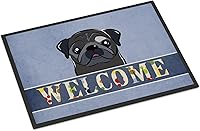 Vista 18 de Caroline's Treasures BB1449JMAT - Tapete de bienvenida de carlino negro, 24 x 36 pulgadas, tapete azul para puerta delantera, para interiores
