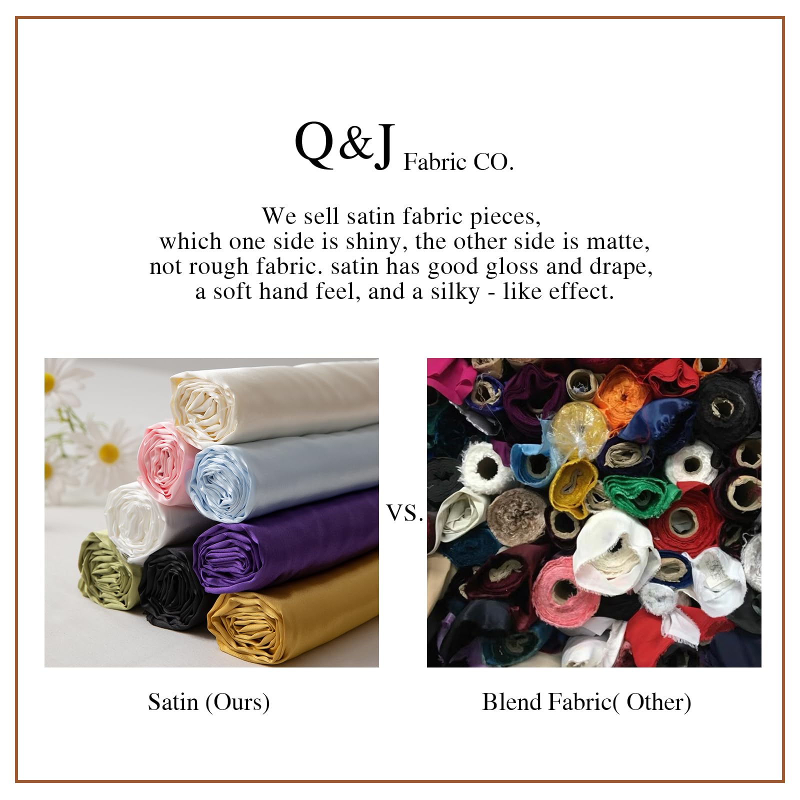 Q&J Fabric Co. Beige Satin Fabric by The Yard Soft Charmeuse Silky Cloth 55 INCH Width for DIY Sewing Crafts Wedding Dresses, Backdrops & Party Decor | Smooth, Shiny & Wrinkle-Resistant (1 Yard) — view 5
