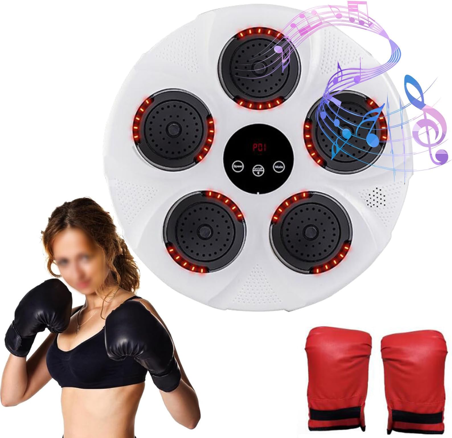 Music Boxing Machine, Smart Boxing Machine, Boxing Machine Wall Mounted with Bluetooth Music, Bluetooth Music Boxing Wall Target for Home Exercise(Color:White)