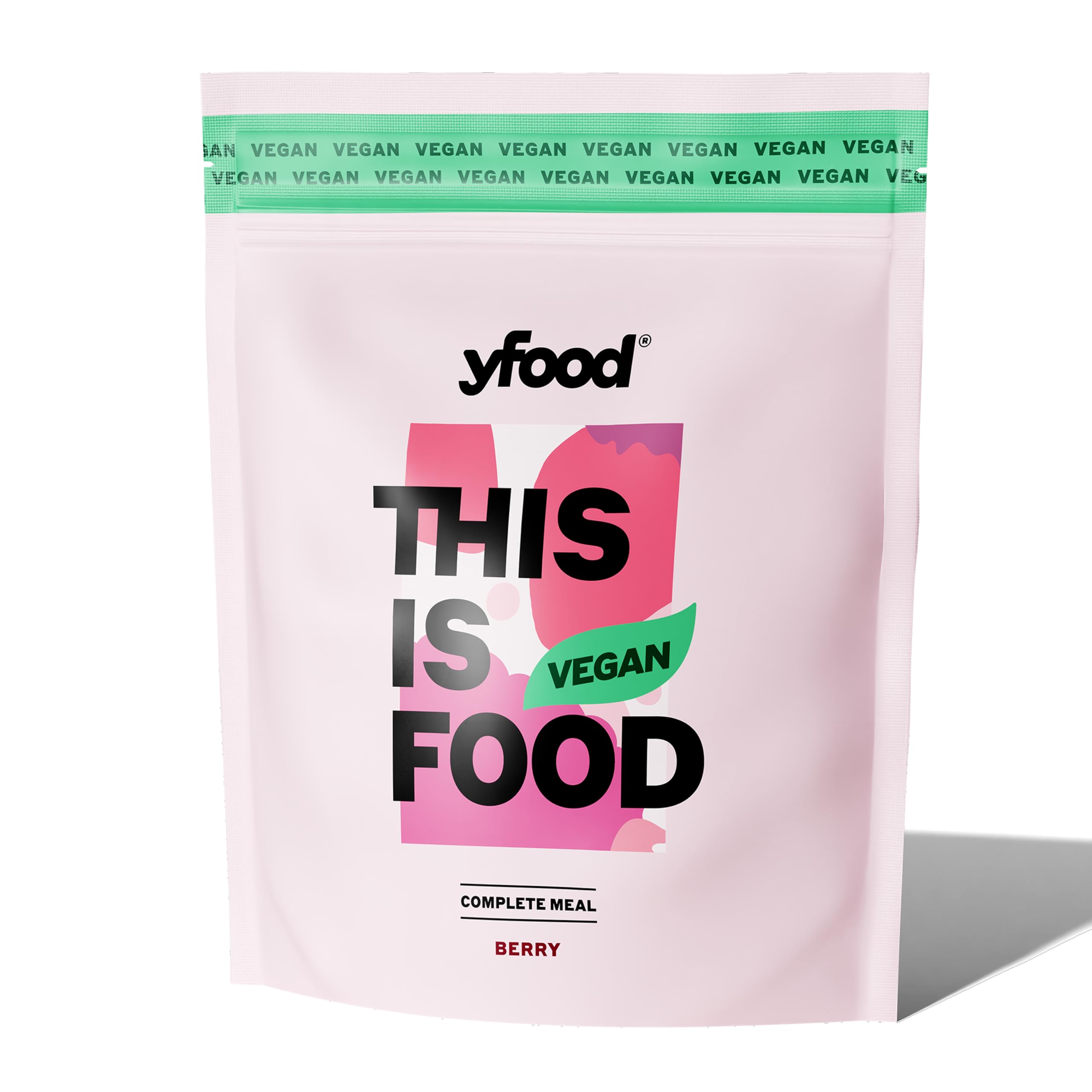 yfood Poudre végétalienne Berry, délicieux repas à boire pour les déplacements, en poudre, 25 g de protéines, 12 repas, 26 vitamines et minéraux, goût baie (végétalien)