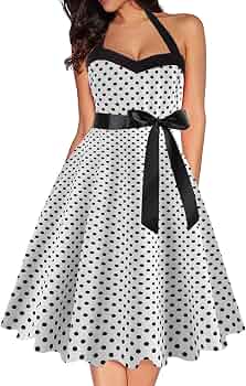 Abito Vintage Anni '50 '60 a Pois per Ballo Swing Jive Rockabilly, Sottogonna, Abito da Damigella in Stile Vintage in Cotone