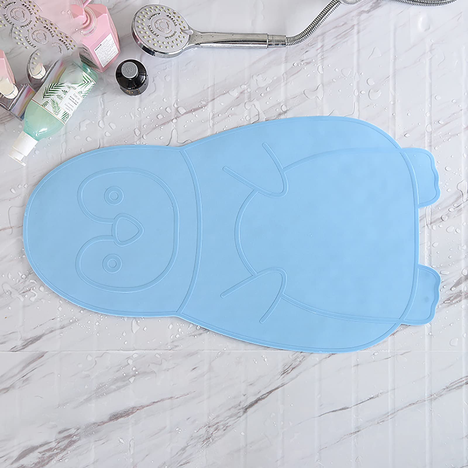 Tapis de bain avec ventouses puissantes en gel de silice antidérapant et lavable en machine Rose 39 x 68 cm