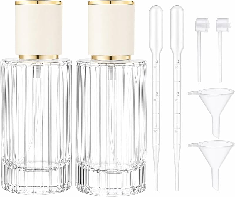 YU FENG Frascos de Vidro Recarregáveis para Perfume com Pulverizador Dourado, 100 mL, Pacote com 2