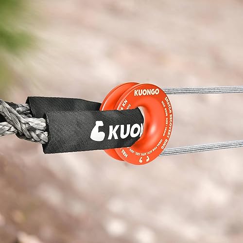 Miniatura 4 de KUONGO Anillo de recuperación Snatch, bloque de arrebatamiento de cabrestante, polea de 45,000 libras para ATV, UTV, SUV, camión, todoterreno,