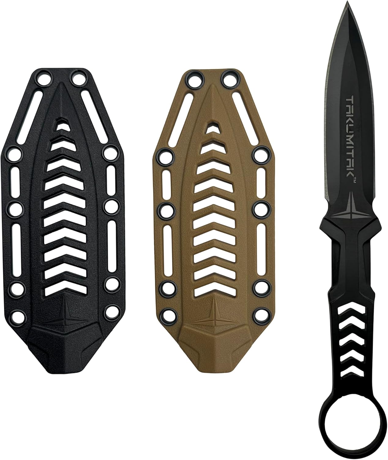 TAKUMITAK Hunting Survival Knife 9" Full Tang Fixed Blade Knives Camping Gear with Extra Set of FRN Sheath, MOLLE Clip Horizontal and Vertical Carry - TKF302