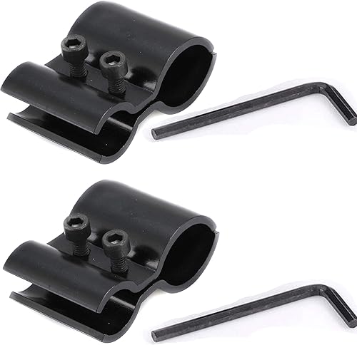 Paquete de 2 soportes de montaje en barril de tubo negro, extensión de metal, linterna láser, abrazadera de clip con llave Allen