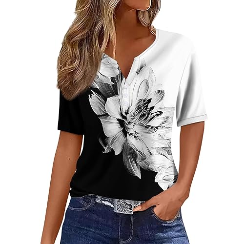 FQZWONG Summer Tops for Women 2025 Loose Casual Short Sleeve
