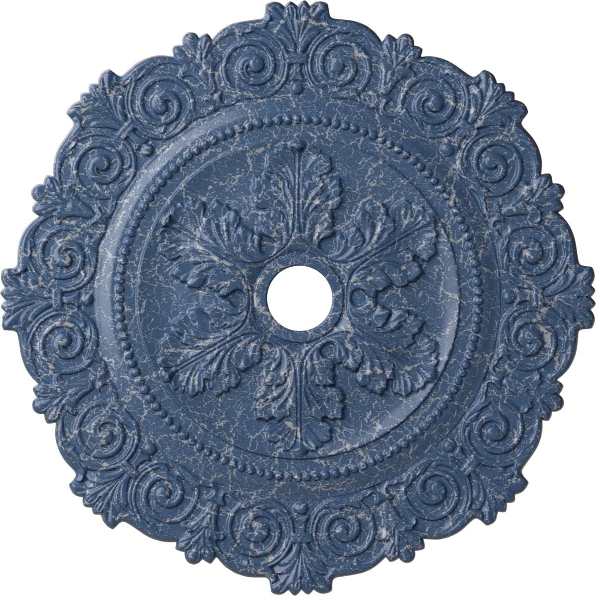 Ekena Millwork CM33SCAMC 33 1/4"OD X 3 5/8"ID X 1"P Scroll Ceiling Medallion Fits Canopies Up To 3 5/8", Americana Crackle