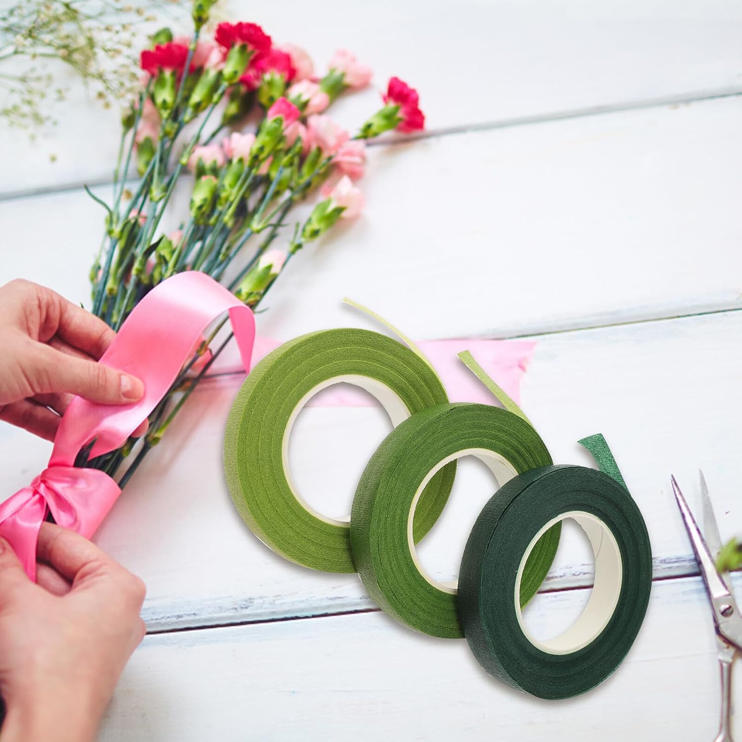 Alipis 6 Rolls Floral Stem Wrapping Tape Green Floral Tape Bouquet Stem Wrap Crafting with 30 Yards Each Suitable for Flower Wrapping