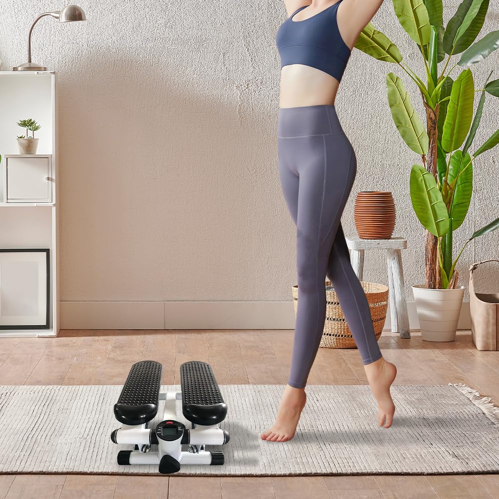 Stepper, braccia e gambe, attrezzo fitness per la casa – con fasce di resistenza e monitor LCD, Home Office Fitness Exercise
