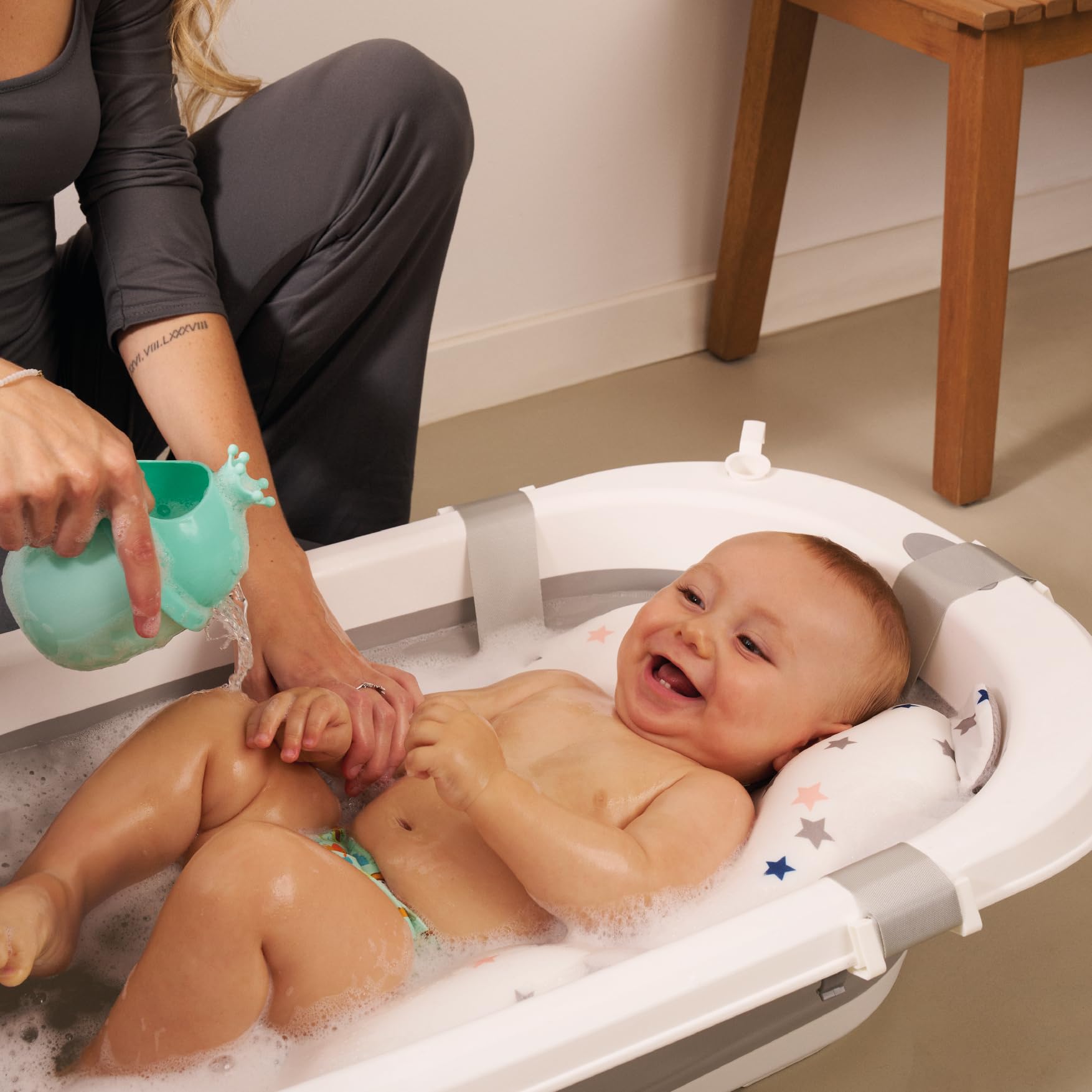 MS BabyWorld - Coussin Réducteur - Coussin Réducteur Adaptable pour Baignoire Pliable | Facile à Ranger | Portable pour la Maison ou les Voyages
