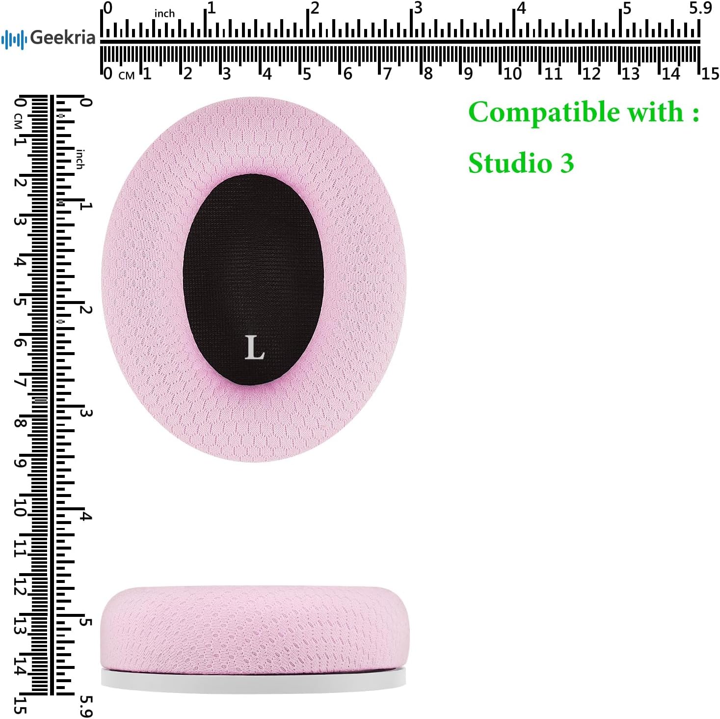 Geekria SNAP Magnetic Ear Pads for Beats Studio 3, Studio 2 Wireless, Studio 2 Wired Easy Switch Ear Cushions, Exchange Earpads in Seconds (Mesh Fabric Pink, 1 Pair)
